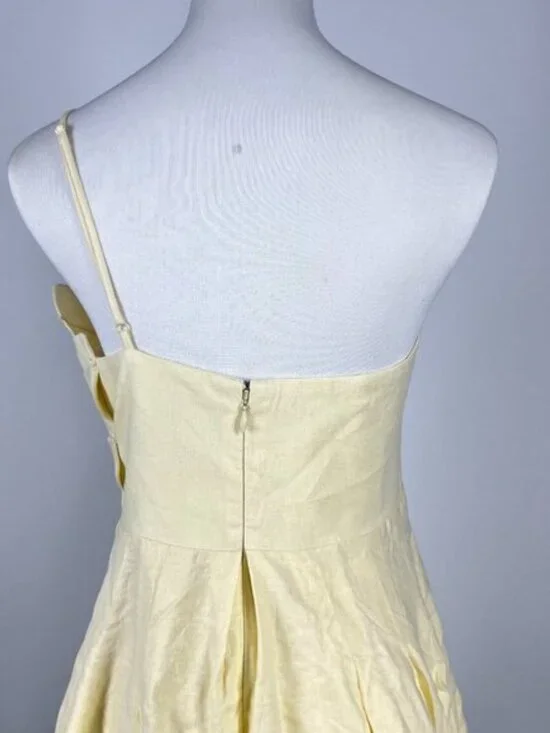 NWOT Farm Rio Lea One Shoulder Off-White Linen Blend Mini Dress Size L 3D Petal - Picture 9 of 15